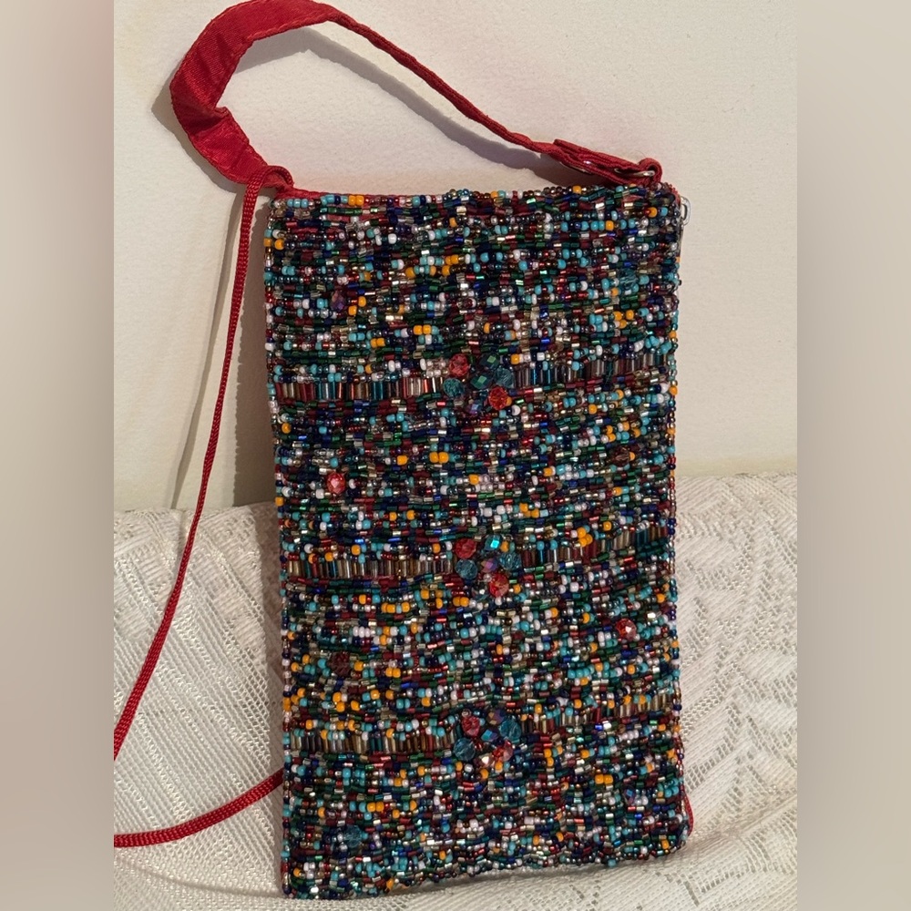 Beaded Crossbody Hand Bag Multi Color, Made in India